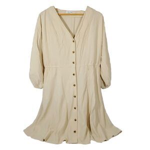 Calvin Klein ​Sz 14 Crinkle Gauze Dress Button Front Long Sleeve 90s Cottagecore